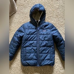 Boys Patagonia Kids' Reversible Ready Freddy Hoody. Navy. Size Medium